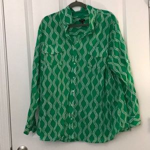 Talbots green and white button down size 3x
